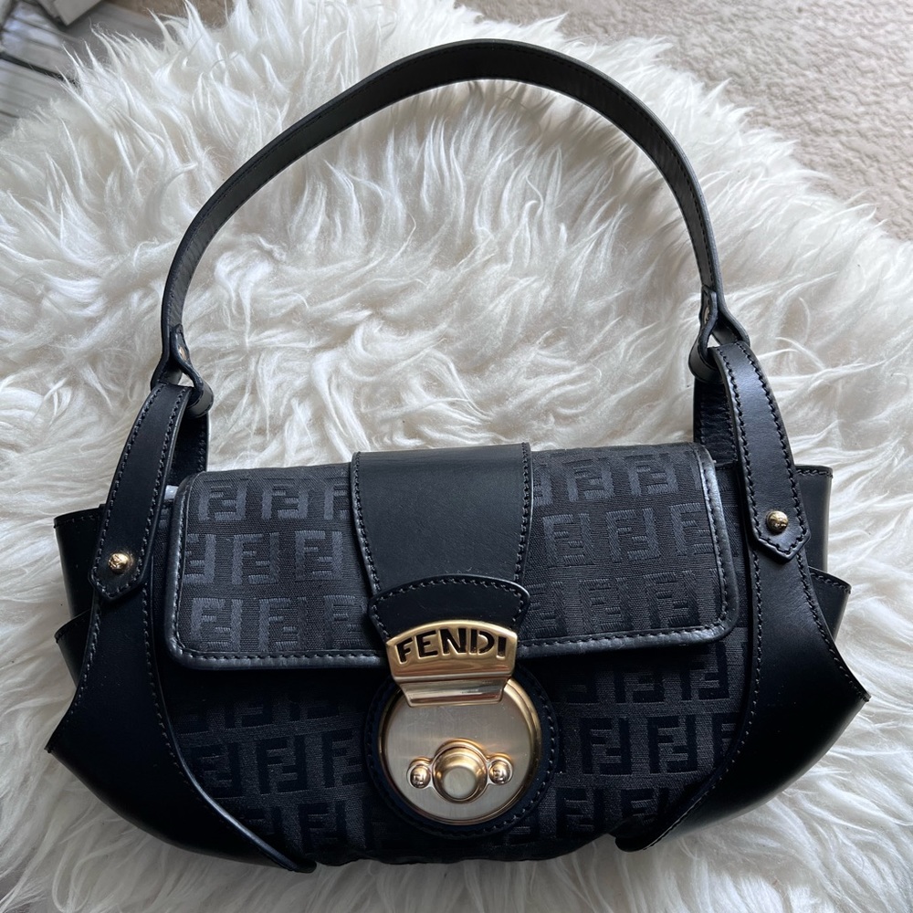 Fendi Compilation Canvas Baguette Black
